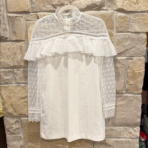Self Portreit Elegant White Lace Women's Dress